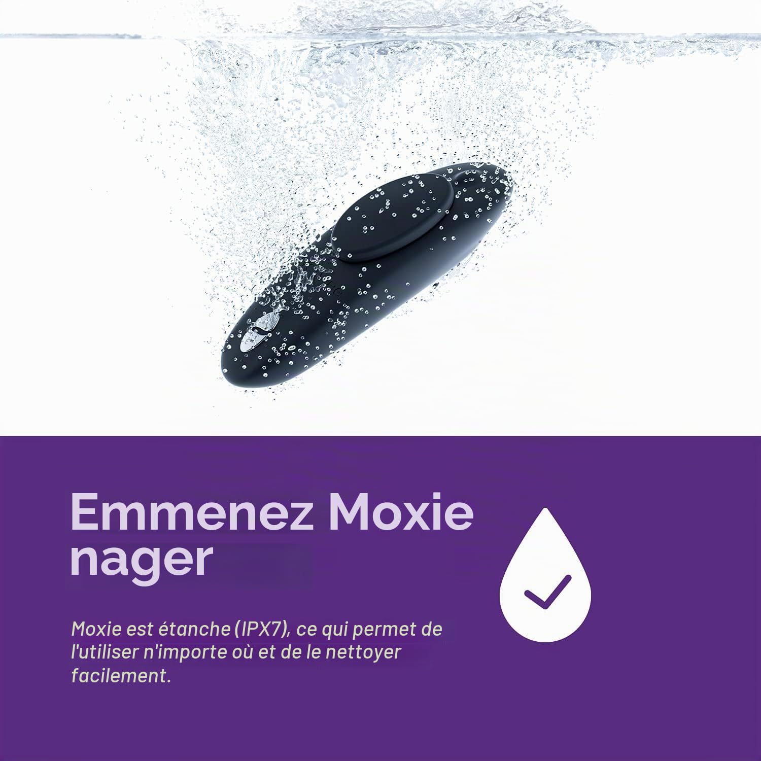 We-Vibe Moxie Panty Vibromasseur porté vibrant masseur clitoridien portable pour taquiner sa télécommande intérieure et extérieure et smartphone contrôlé par application jouet sexuel - noir satiné