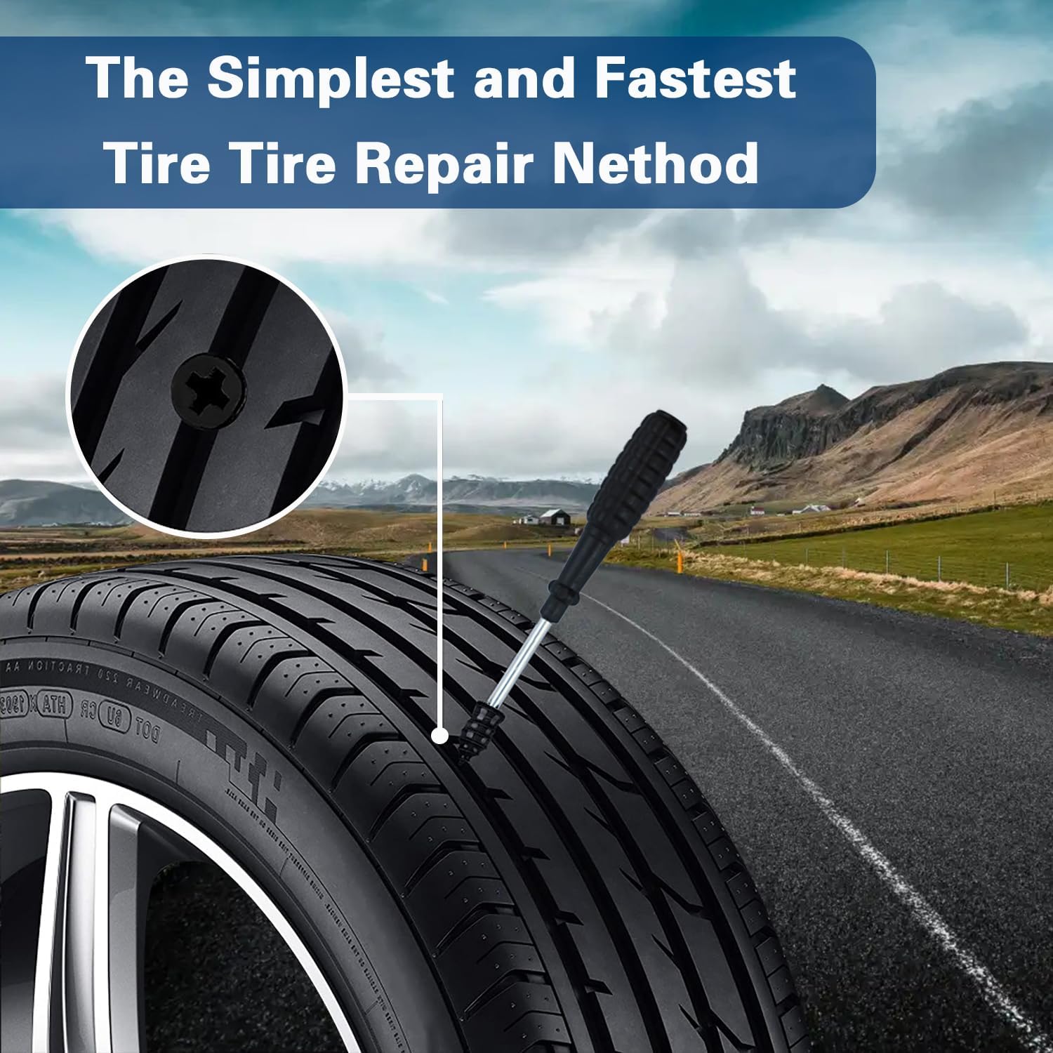 80 Pack Self-Service Rubber Tire Repair Nails, Fast Vacuum Tire Puncture Repair Screws Emergency Fix Tool, Universal for Cars, Motorcycles & Jeeps