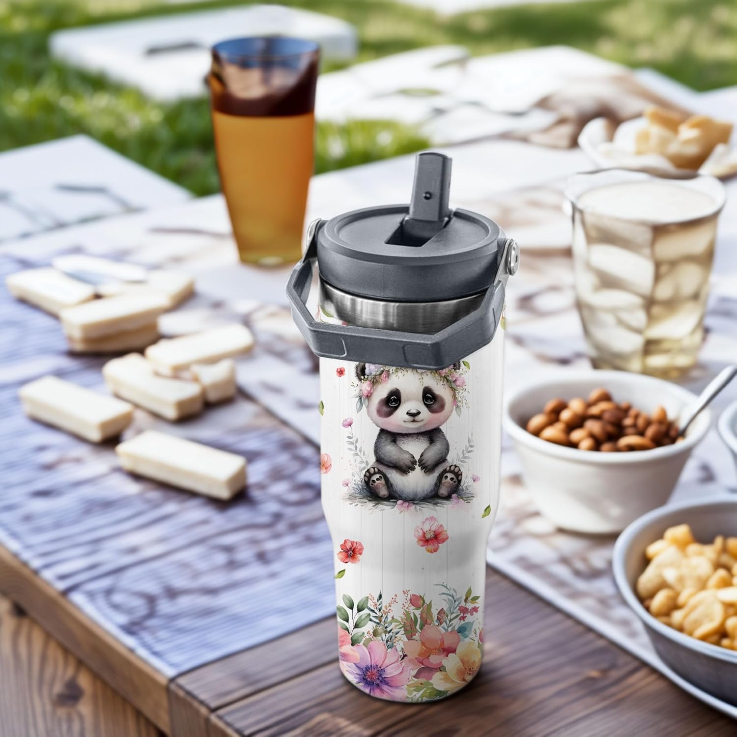 Panda Tumbler for Girls,Vacuum Insulated Stainless Steel Travel Mug 30 oz (Panda) - Image 3