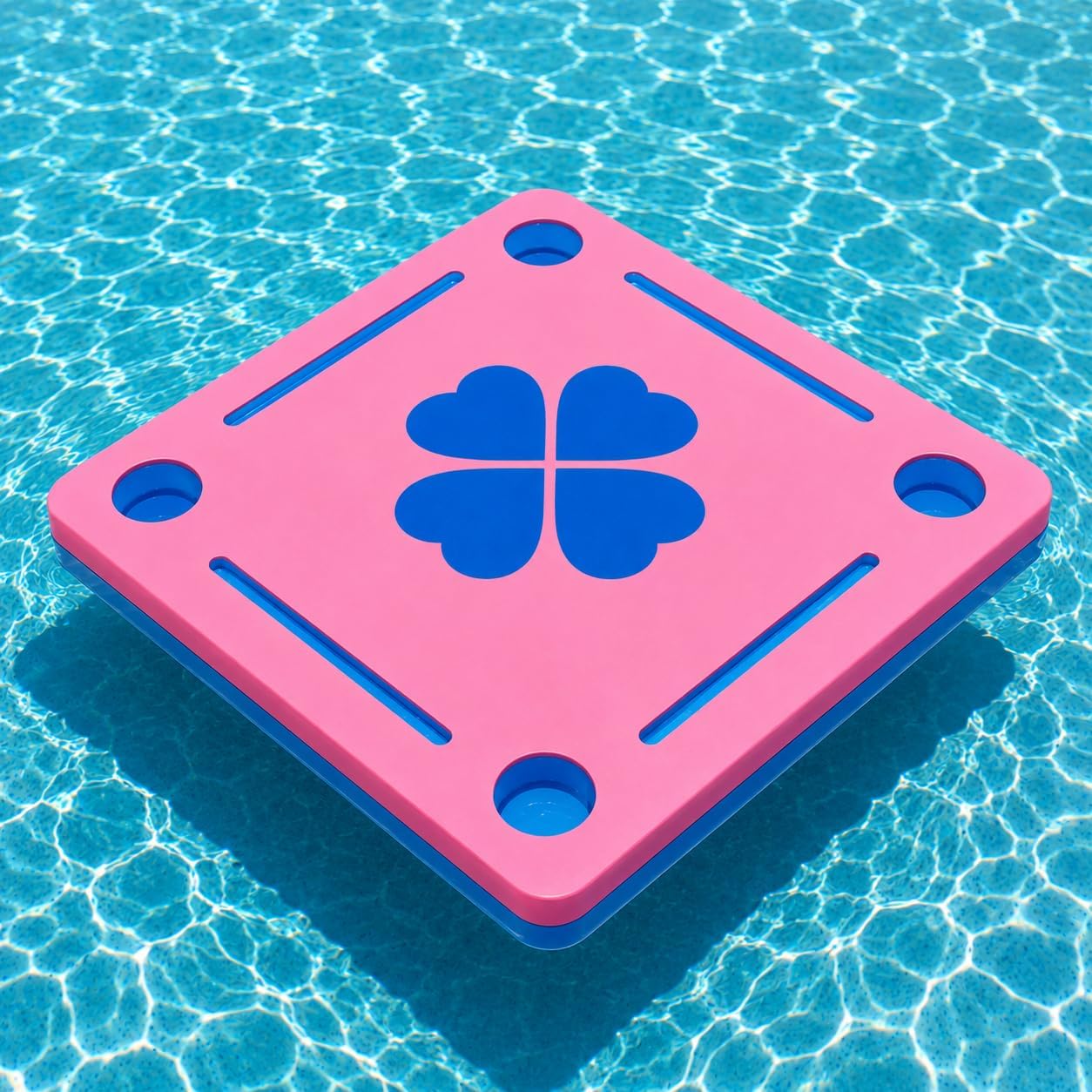 Floating Mahjong Table for Pool - Waterproof Foam Inflatable Game Board with Cup Holders - Portable Poolside Gaming Surface for Swimming Pools (Pink)
