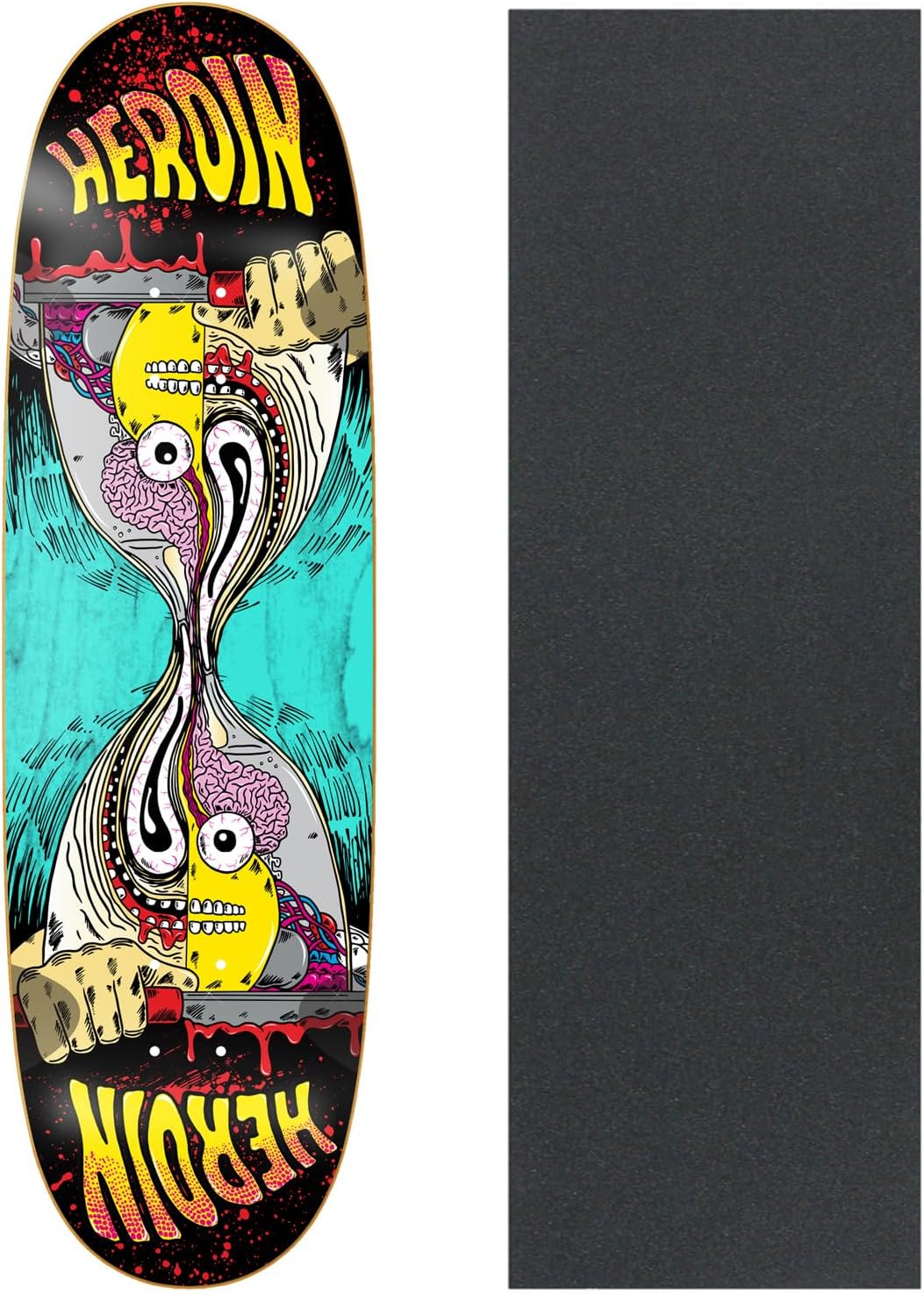 Heroin Skateboard Deck Merged Anatomy Razoregg (Assorted) 9.25" x 32" with Grip