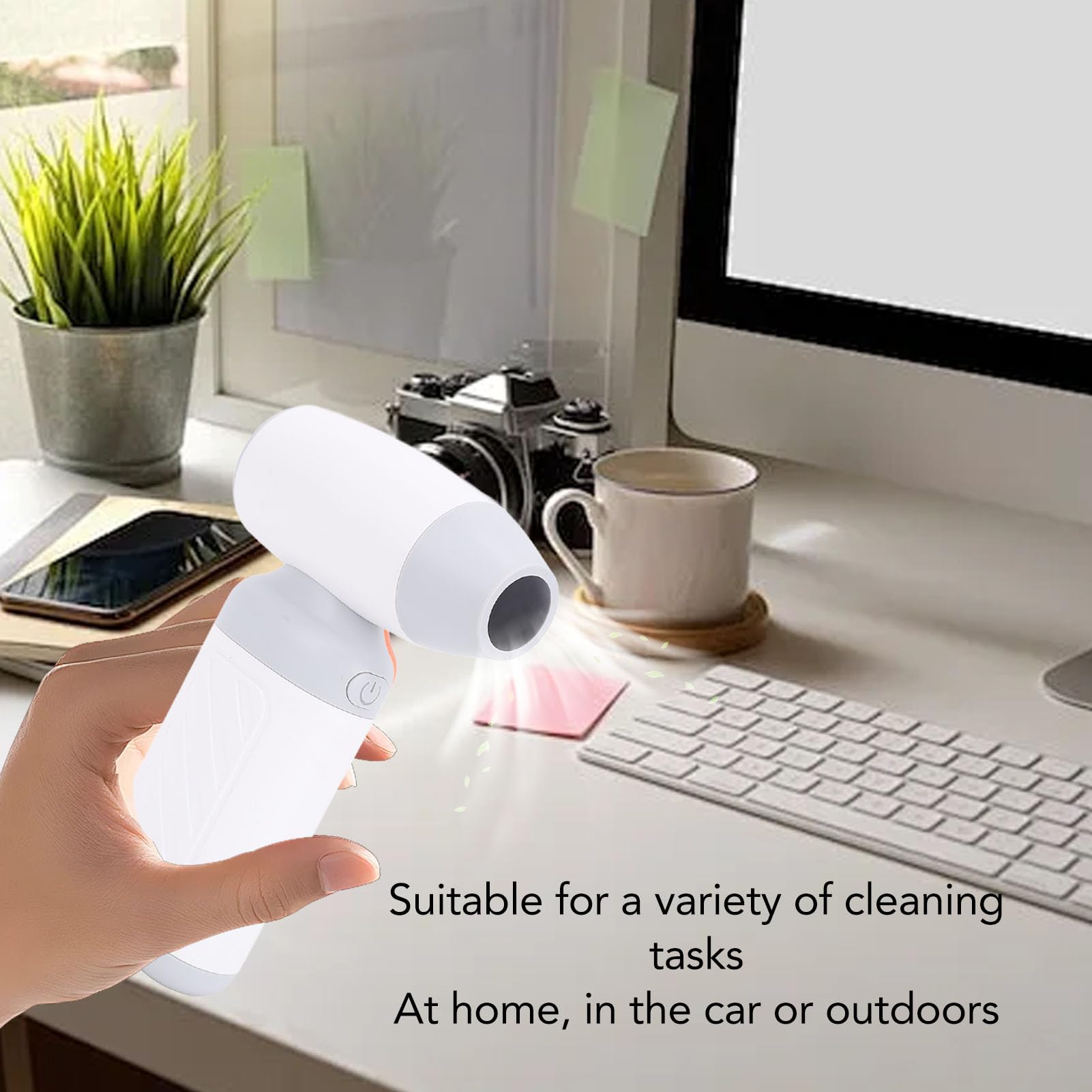 Plumero de Aire Comprimido, Soplador de Aire Eléctrico de Flujo de Ajustable de 130000 RPM con Batería Recargable de 4000 MAh para Limpieza de Teclado de Computadora (WHITE)
