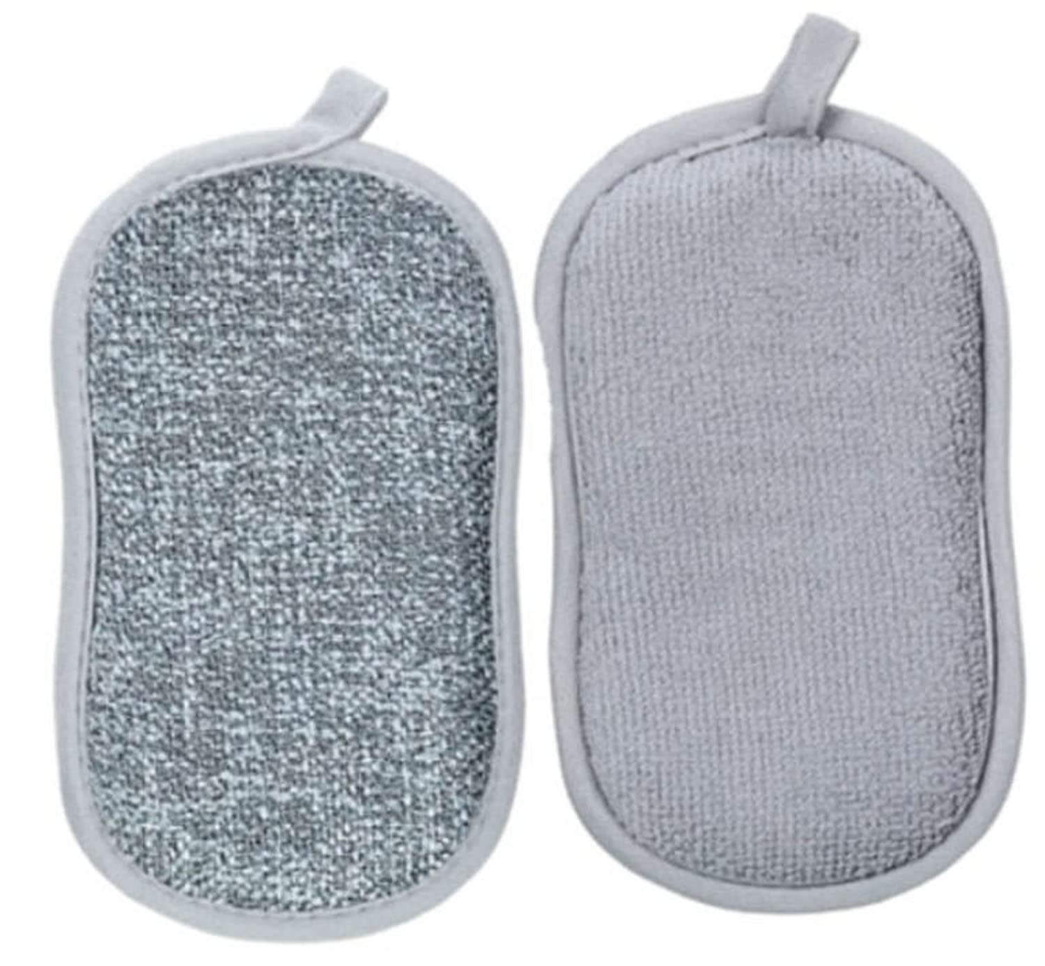 ARQIVO® Multi Purpose Scrub Sponges Non Scratch Microfiber Sponge Cleaning Dish Scrubber Reusable Dish for Washing Dishes Along with Heavy Duty Scouring Power (Gray) (Pack of 2)
