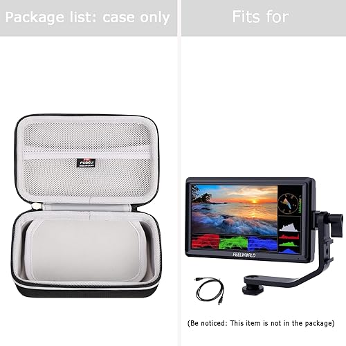 Miniatura 7 de FBLFOBELI Funda rígida de EVA compatible con FEELWORLD FW568 V3 6 pulgadas DSLR cámara monitor de campo, bolsa protectora de almacenamiento (solo