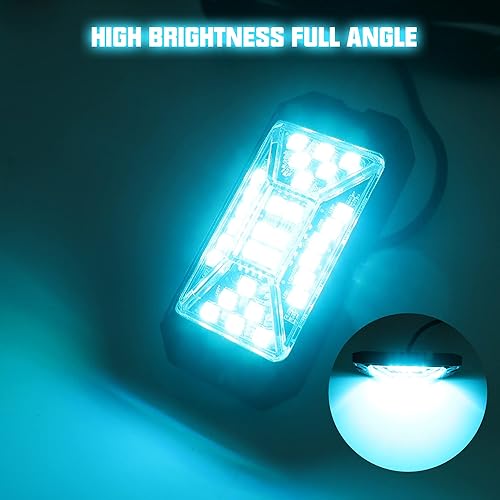 Miniatura 7 de SUNPIE 4 cápsulas RGBW Rock Lights, ángulo de haz completo, 30 chips de alta potencia, metal de aluminio, incluye almohadillas de montaje, IP67