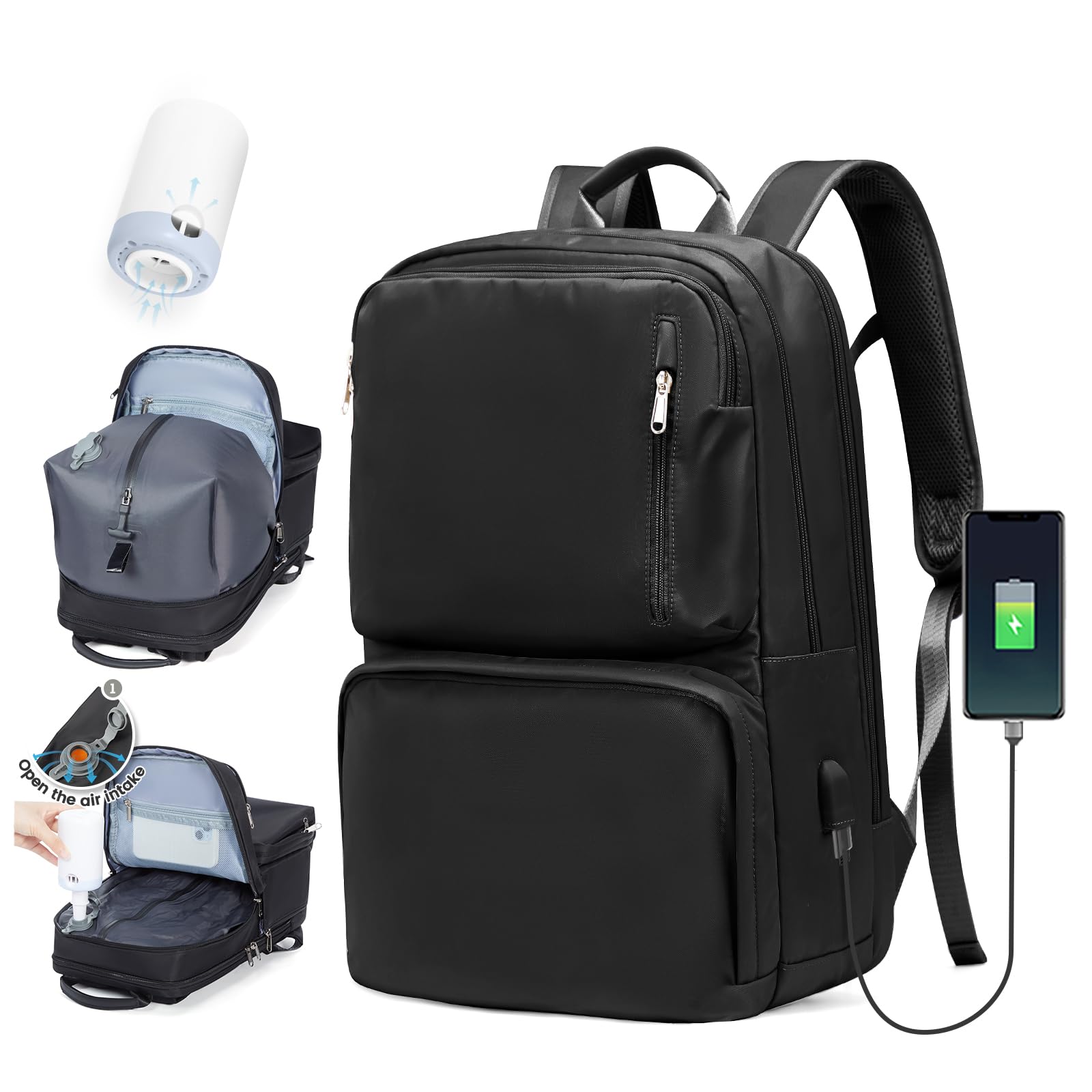 SZLX Zaino Ryanair 40x20x25 Donna Zaino da Viaggio 40x30x20 Sottovuoto con pompa Bagaglio a Mano Sottovuoto Uomo Borse da Cabina 45x36x20 Easyjet con scomparto per scarpe per Laptop da 14 Pollici