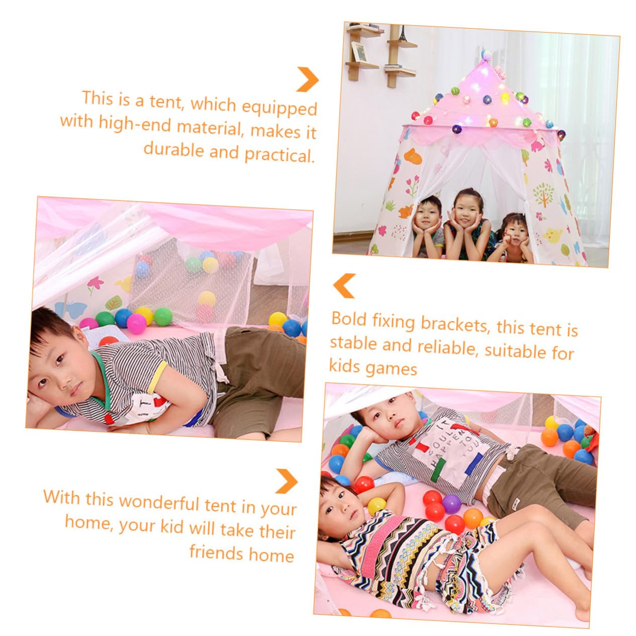 Tienda de Juegos de Tela Rosa para Niños, Casa Tipo Castillo