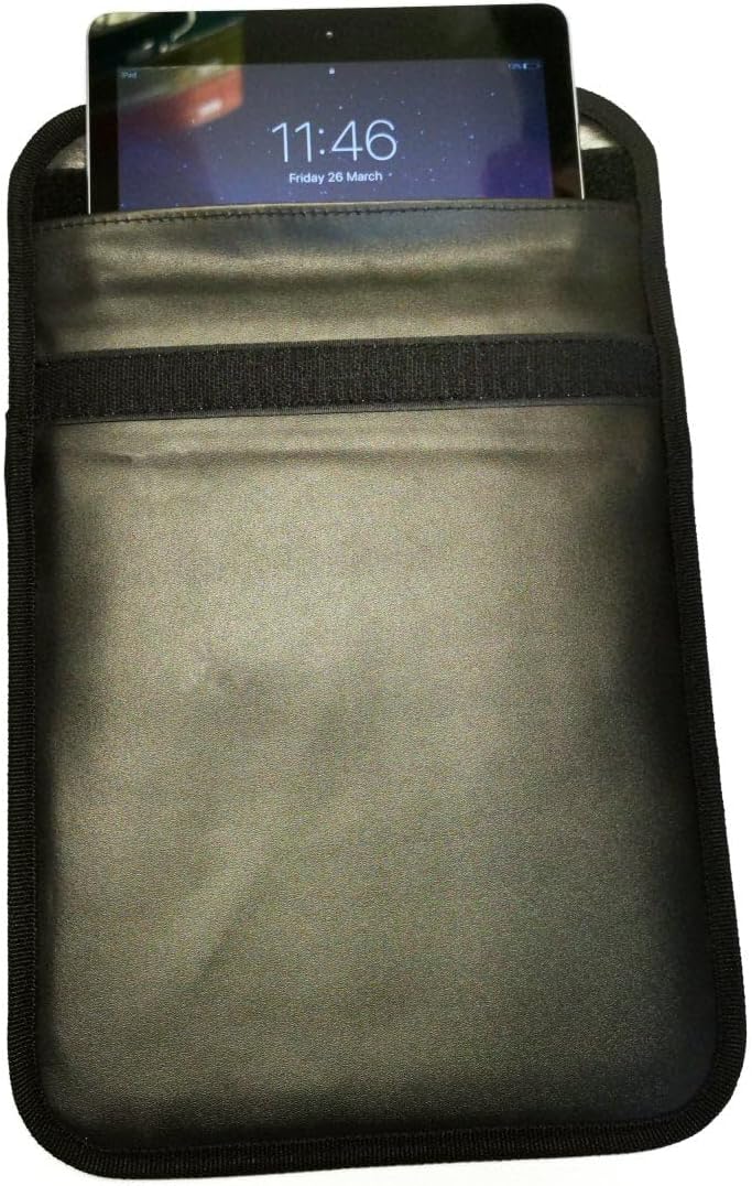 Lightweight PU Leather Faraday Bag Wireless Signal Shield Compatible with Tablet Up to 10.2 Inch - Shield 5G 4G WiFi BT NFC RF