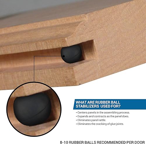 Miniatura 3 de Rok Separadores de puerta de gabinete de panel elevado para ranura de 14 pulgadas (0.250 in), estabilizadores de bolas de goma para puerta de