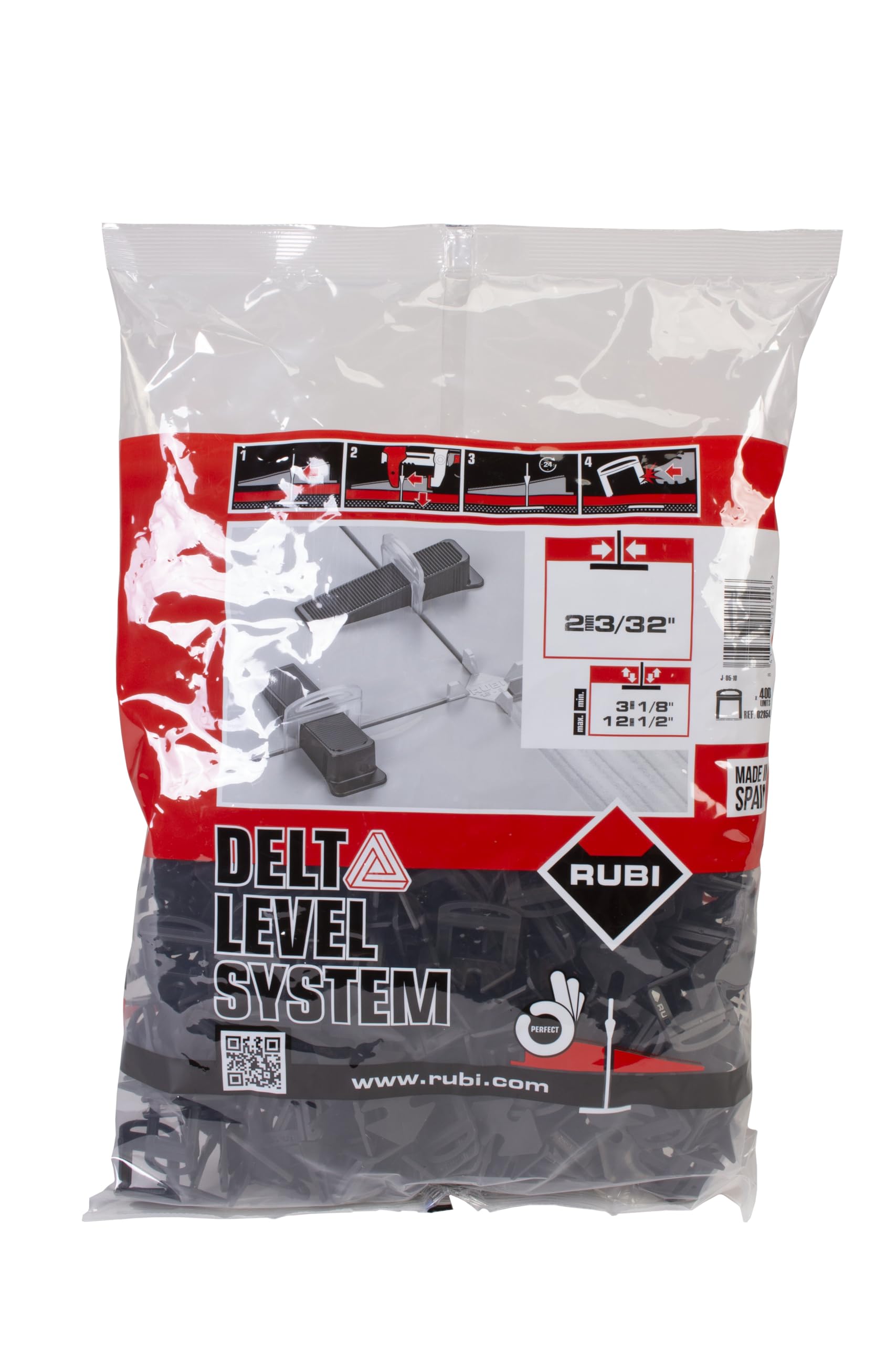 RUBI | Bride de Nivellement pour Carreaux | Bride de 2 mm pour Carreaux de 3 à 12 mm | Pour les formats de 30 x 30 cm | 400 unités | DELTA LEVEL SYSTEM Système de Nivellement