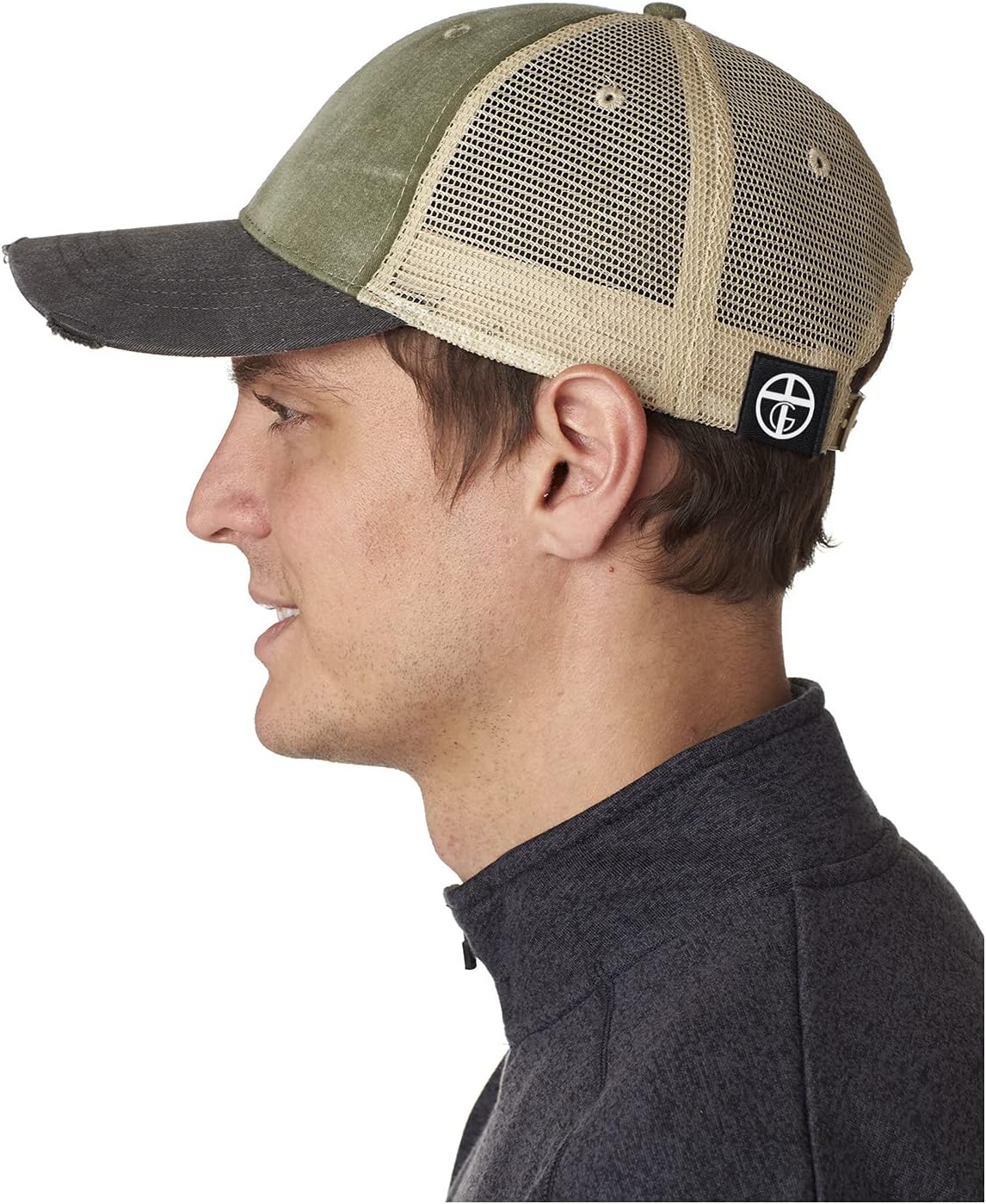 Embroidered Cross Christian Trucker Hat - Adjustable Fit Cotton Snapback Hat - Breathable Mesh Side for Casual Wear