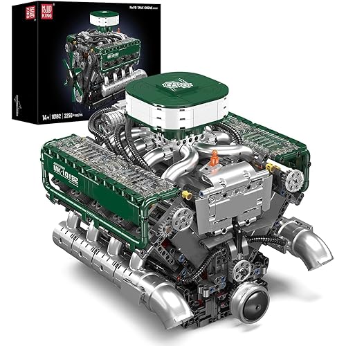 Mould King 10182 V8 Engine Building Blocks Sets, MOC V8 Tank Engine Model Kit with Battery and Motor, Collectable 8-Cylinder Combustion Car Engine Model Toys for Kids/Adults (2250+PCS)