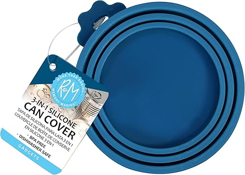 R&M International La funda de silicona para latas se adapta a la mayoría de alimentos enlatados para gatos, perros o personas, color azul