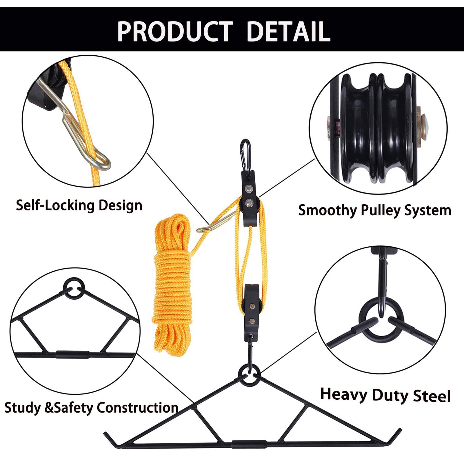 Kit colgador de juegos de caza con gambrel y polea, accesorios para carnicero