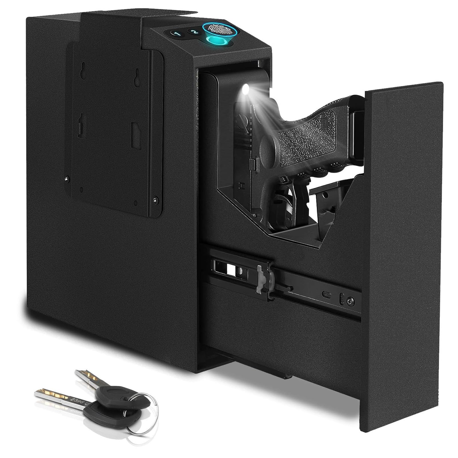 Waffentresore Wandmontierte Pistolentresore, Schnellzugriff Biometrische Waffentresore, Automatische SchiebetüRen, FüR Zuhause(Size:26x30x9cm)