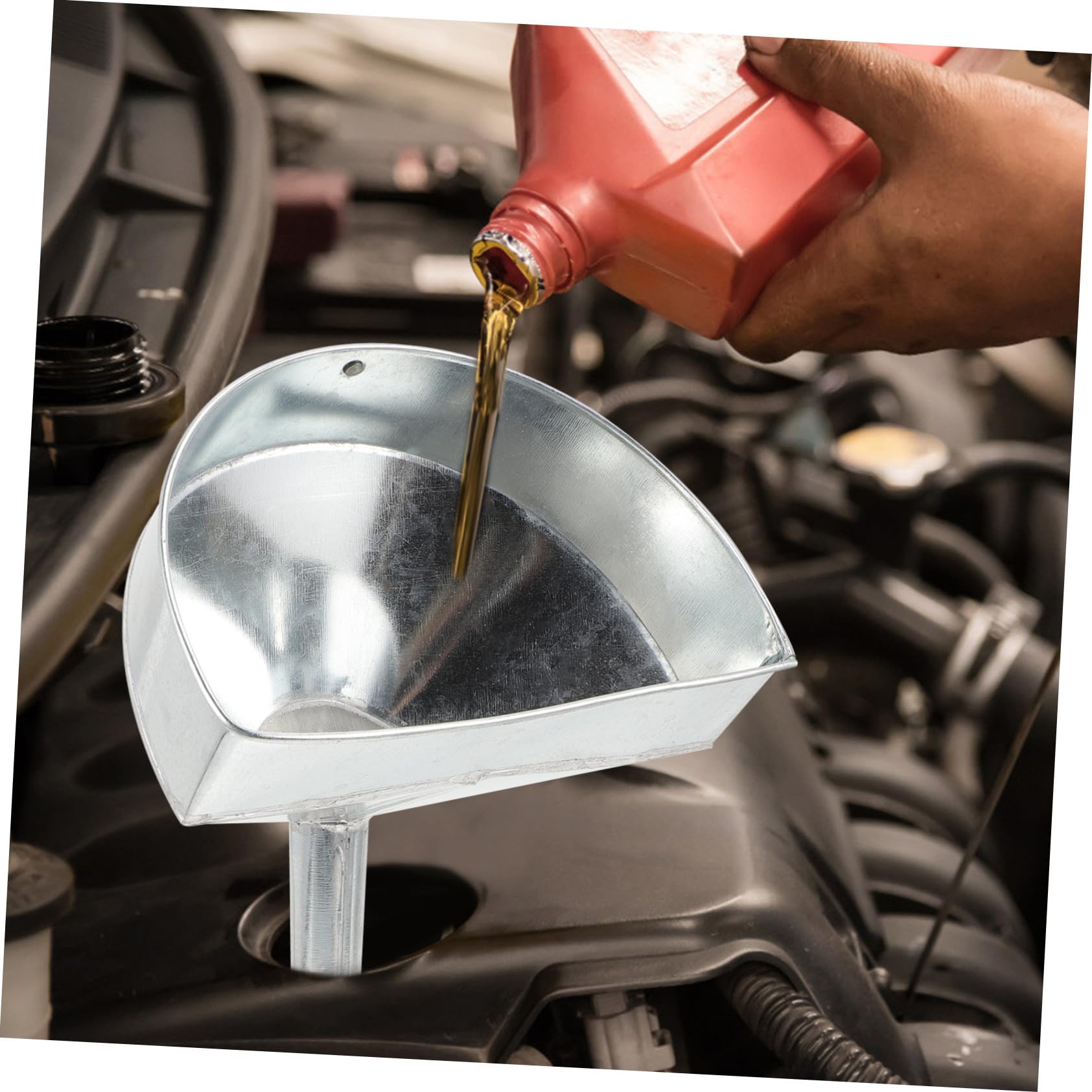 HANABASS Imbuto Carburante Auto Moto in Ferro Zincato con Filtro Acciaio Resistente Inclinato Antigoccia Tubo per Riempimento Benzina Diesel Sicuro e Durevole