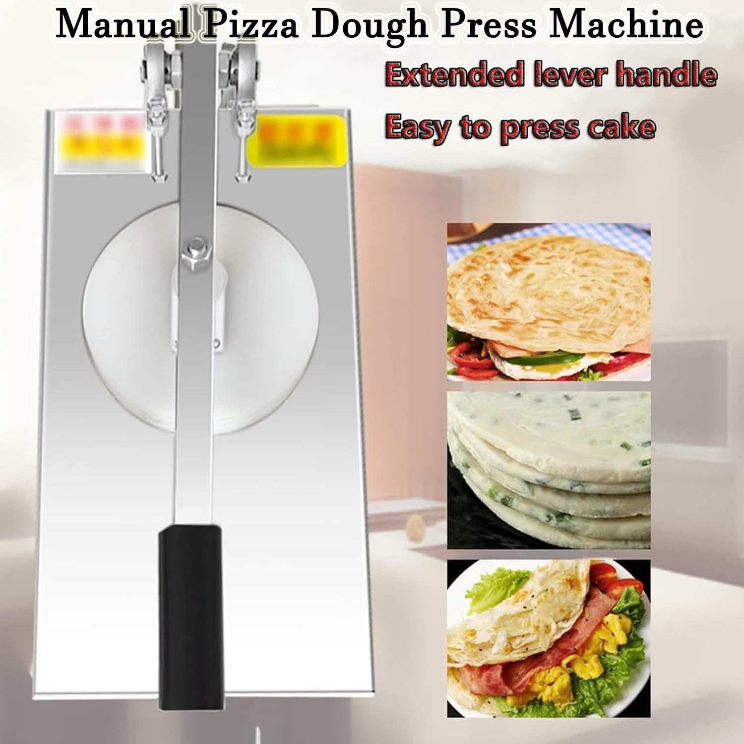 Pizzaiolo per Uso Domestico, Pressa per Pizza in Acciaio Inossidabile, Pressa Manuale per Impasto per Pizza, Sfogliatrice Commerciale, Macchina per La Formatura di Pizza 22cm