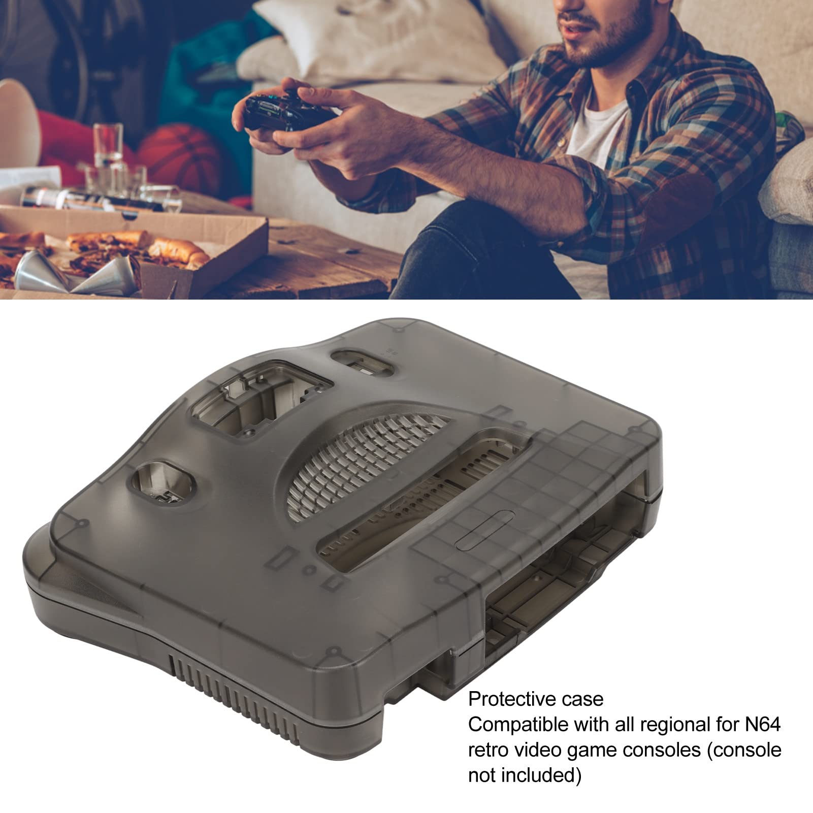 Septpenta Custodia da Trasporto per Console per Videogiochi retrò N64, Custodia per Videogiochi Nera Traslucida Multiuso, Custodia per Console di Ricambio per Console N64