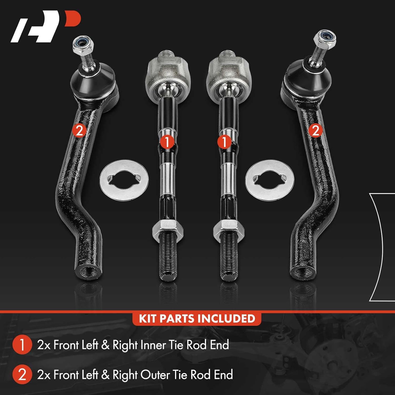 A-Premium Set of 4, Front Inner Outer Tie Rod End Kit, Compatible with Nissan Rogue 2014-2020, Rogue Sport 2017-2022, Qashqai 2017-2022