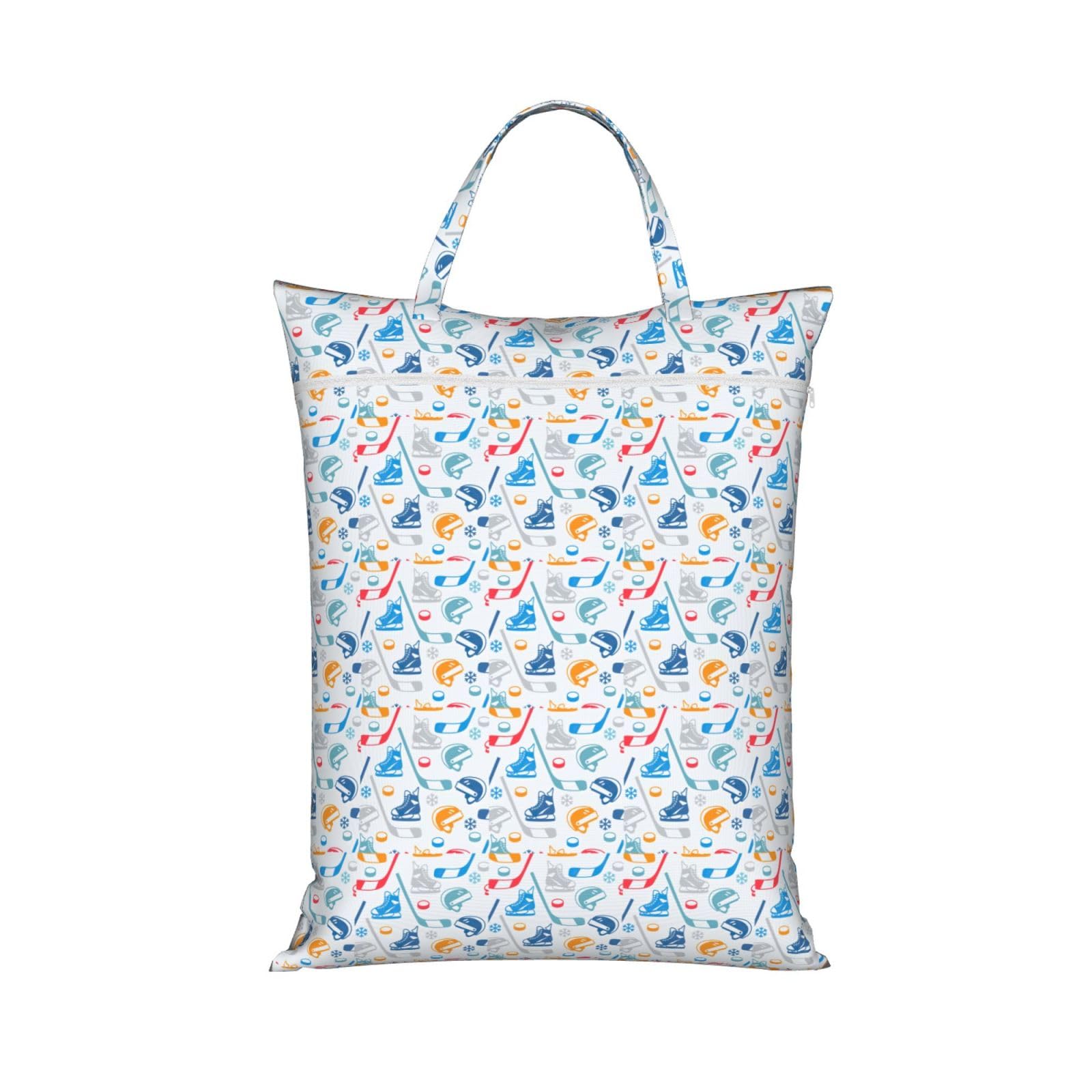 Hockey Elements Creative Patterned Print Travel Laundry Bag Foldable Lightweight Camping Beach Dorm Weekend Getaways