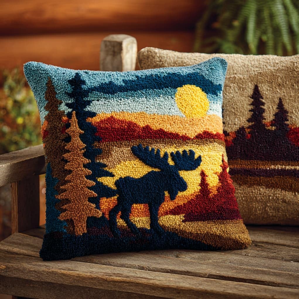AxiangziK Latch Hook Cushion Kits for Adults,Moose