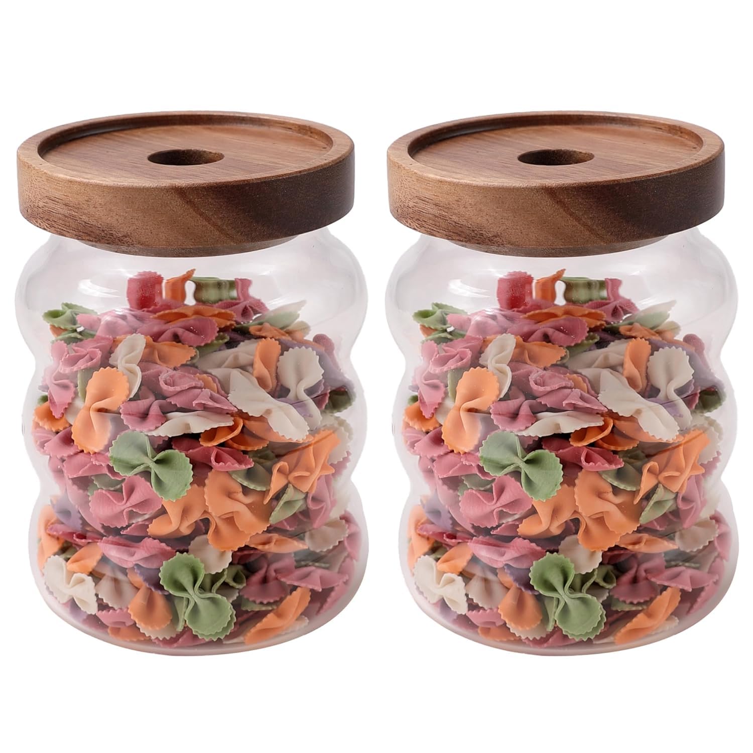 Kuber Industries Borosilicate Glass Jar with Bamboo Lid | Kitchen Organizer Items & Storage | Multi-utility, Leakproof, Airtight Storage Jar for Cookies, Snacks, Tea, Coffee, Sugar | Set of 2 (550ml)