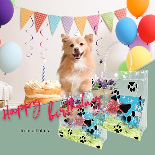 Miniatura 3 de 20 bolsas de regalo transparentes de pata de perro, bolsas de PVC transparentes con estampado de patas, suministros de fiesta de cumpleaños para