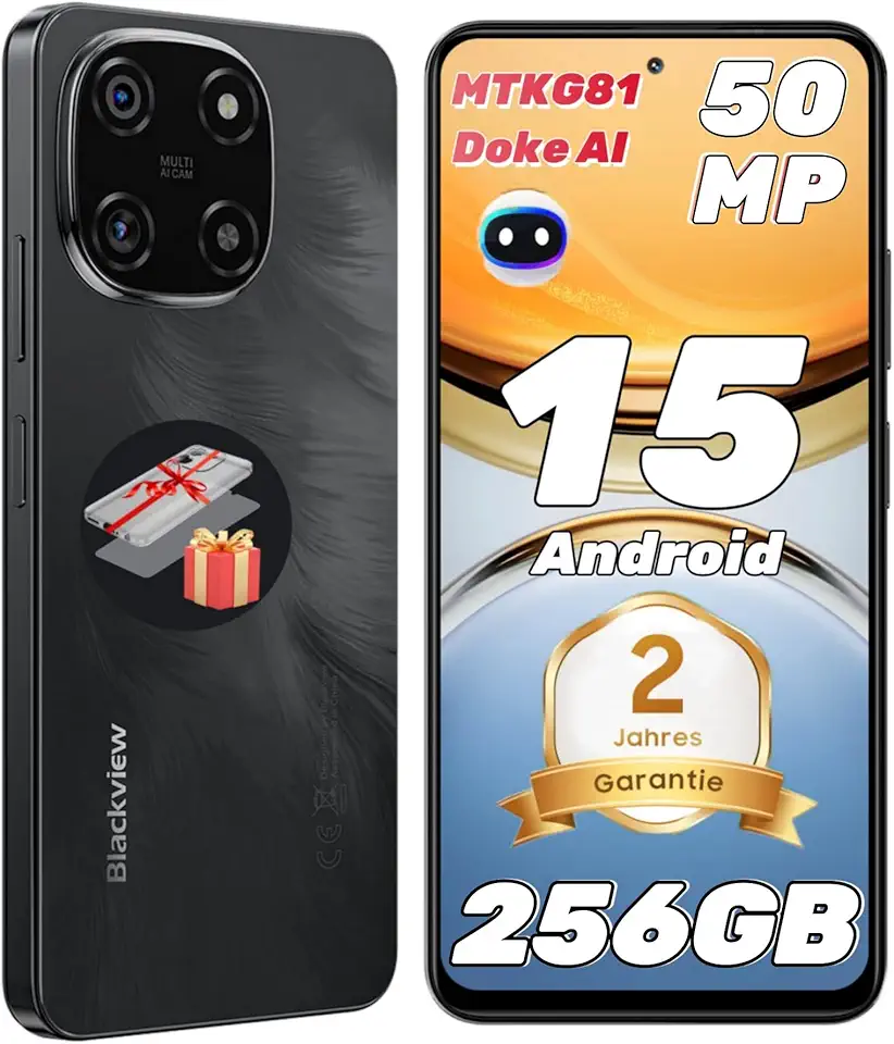 Blackview Color 6 Smartphone 24GB+256GB Android 15 Telefonos Moviles, 50+13MP, MTK G81 Core, 6.67" 90Hz, 5000mAh, Telefono Celulares Dual SIM/Face ID/Fingerprint/OTG/GPS Certificado ClimatePartner