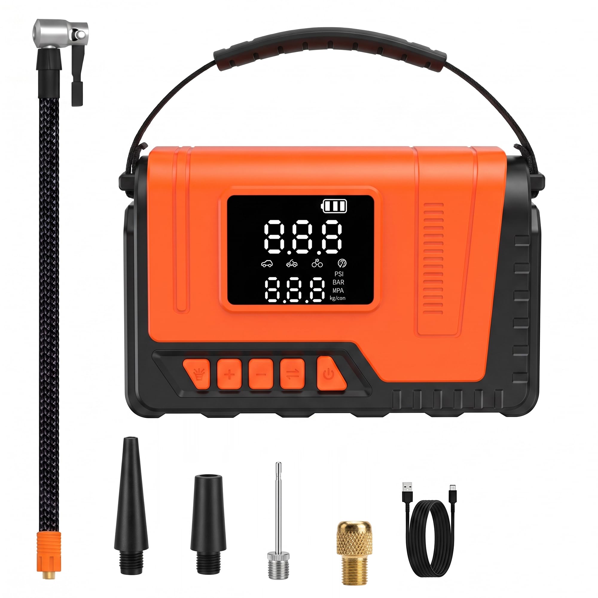 Compressore d'aria portatile 150 PSI, pompa per pneumatici per auto, 12 V CC, pompa ad aria digitale con luce LED super luminosa per bicicletta, moto, accessori auto