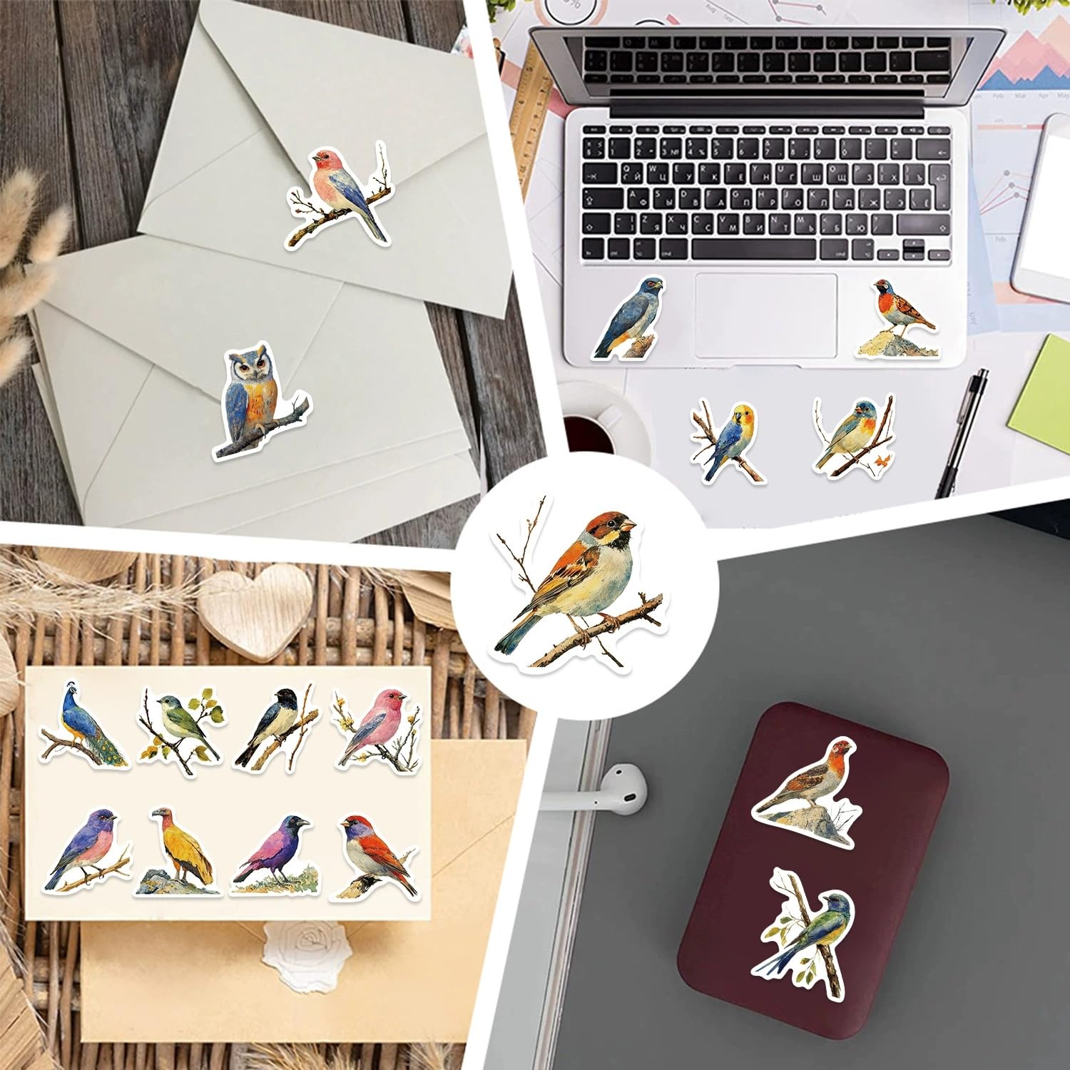 50 Pcs Watercolor Bird Stickers for Kids Teens Adults Boys Girls Gift,Bird Decals Pack for Laptop,Skateboard,Luggage,Car,Bike,Cup,Computer,Water Bottle Decor,Vinyl Waterproof Stickers - Image 4