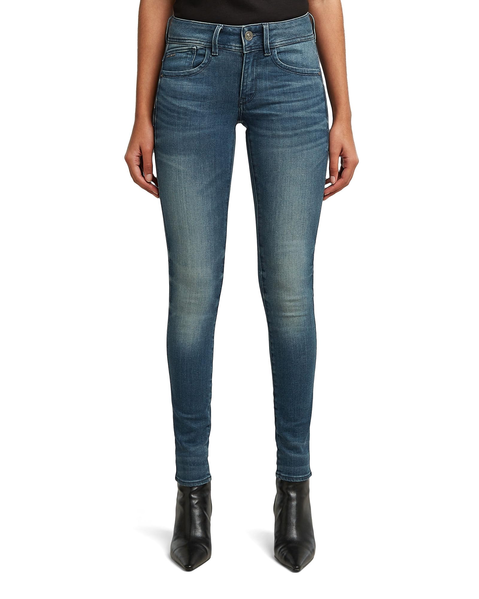 G-STAR Women's Lynn Mid Waist Skinny Jeans Jeans, Blue (Medium Aged 60885-6550-071), 25W / 30L