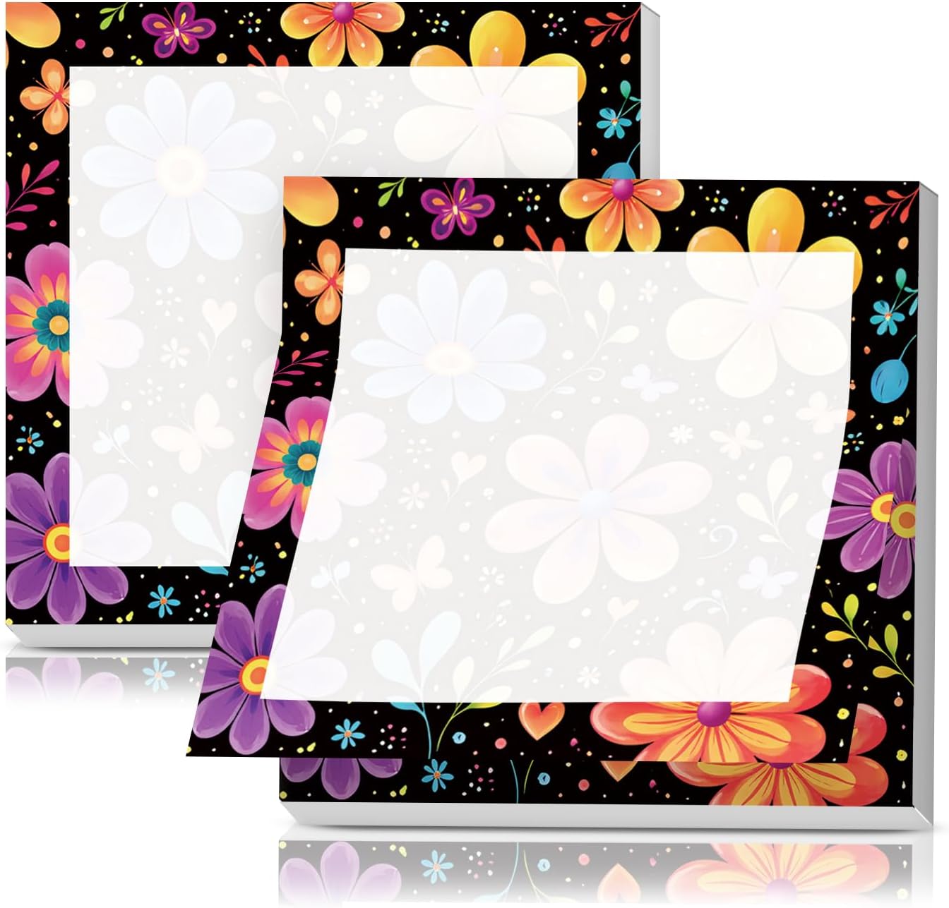 Sticky Notes 3x3 Inches, Cute Self-Stick Pads, Funny Self-Sticky Note Pads for Office, Home, Organization Colorful Bright Flower