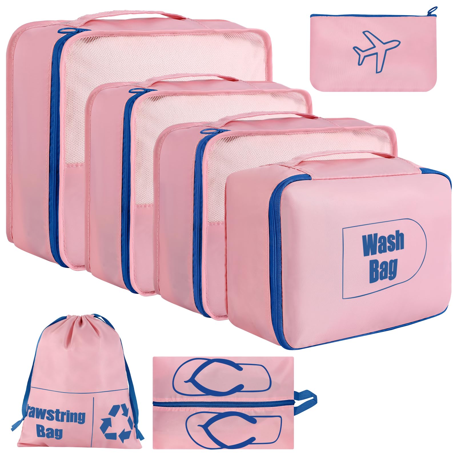AiQInu Organizer Valigie 7 Pezzi Set,Waterproof Packing Cube Set Viaggio Organizer per i Vestiti,Scarpe,Intimo