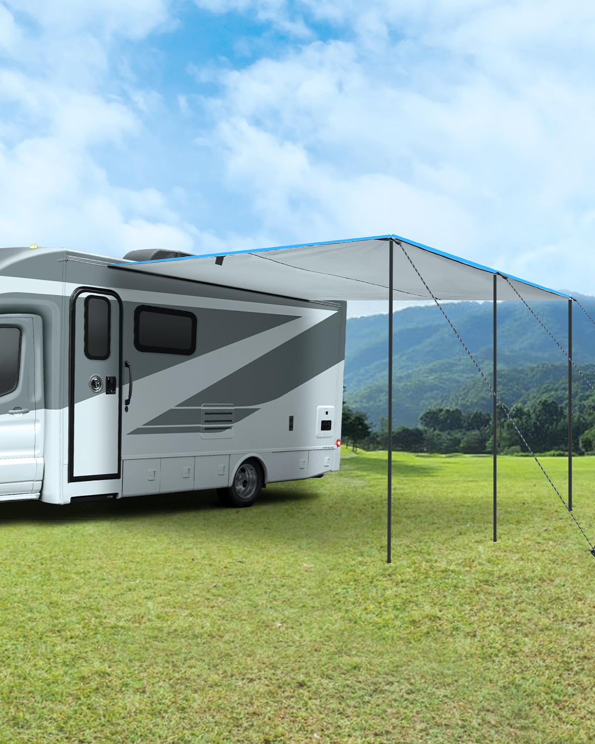 SUPAREE Tendalino Camper Parasole Van Tenda da Sole per Roulotte 3 Binari Tubazioni Protezione UV Impermeabile 3.5 x 2.4m