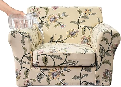 Funda impermeable para sofá con estampado de 2 piezas, funda elástica para sillón con funda de cojín de sofá, lavable, protector de muebles para
