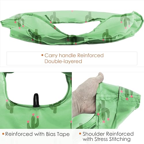 Vista 183 de BeeGreen Bolsas para comestibles, lavables a máquina, paquete de 12 bolsas extragrandes reutilizables, resistentes, plegables con banda Moss Marrs