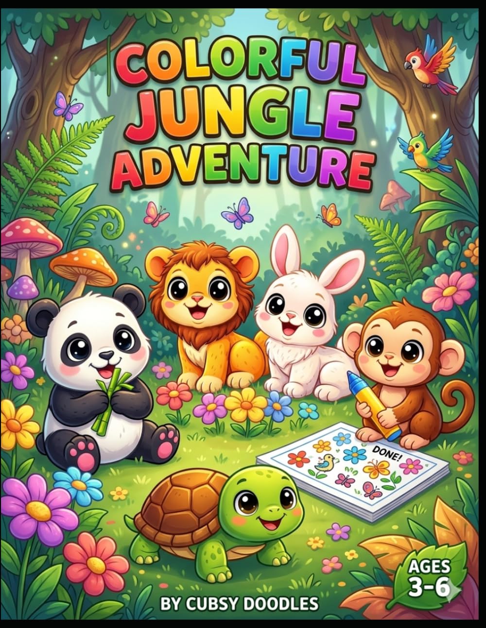Colourful Jungle Adventure: Fun and Easy Coloring Pages for Toddlers and Preschoolers Ages 3-6