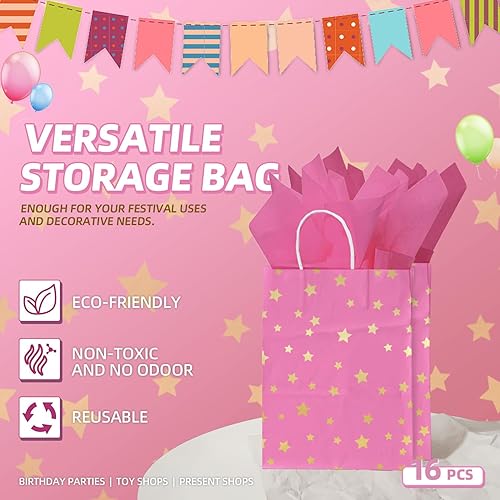 Miniatura 5 de HongXingHai 16 PCS Large Gift Bags Bulk,With Handles,Shining Stars Paper Shopping Bags,Bulk Gift Bags For Valentine's Day Holidays Thanksgiving