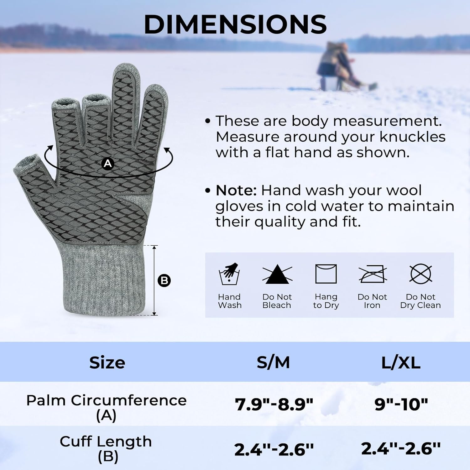 KastKing Bully Wooly 3-Cut Fingerless Wool Fishing Gloves, Cold Weather Warm Winter Gloves for Men & Women, Ice Fishing - Image 7