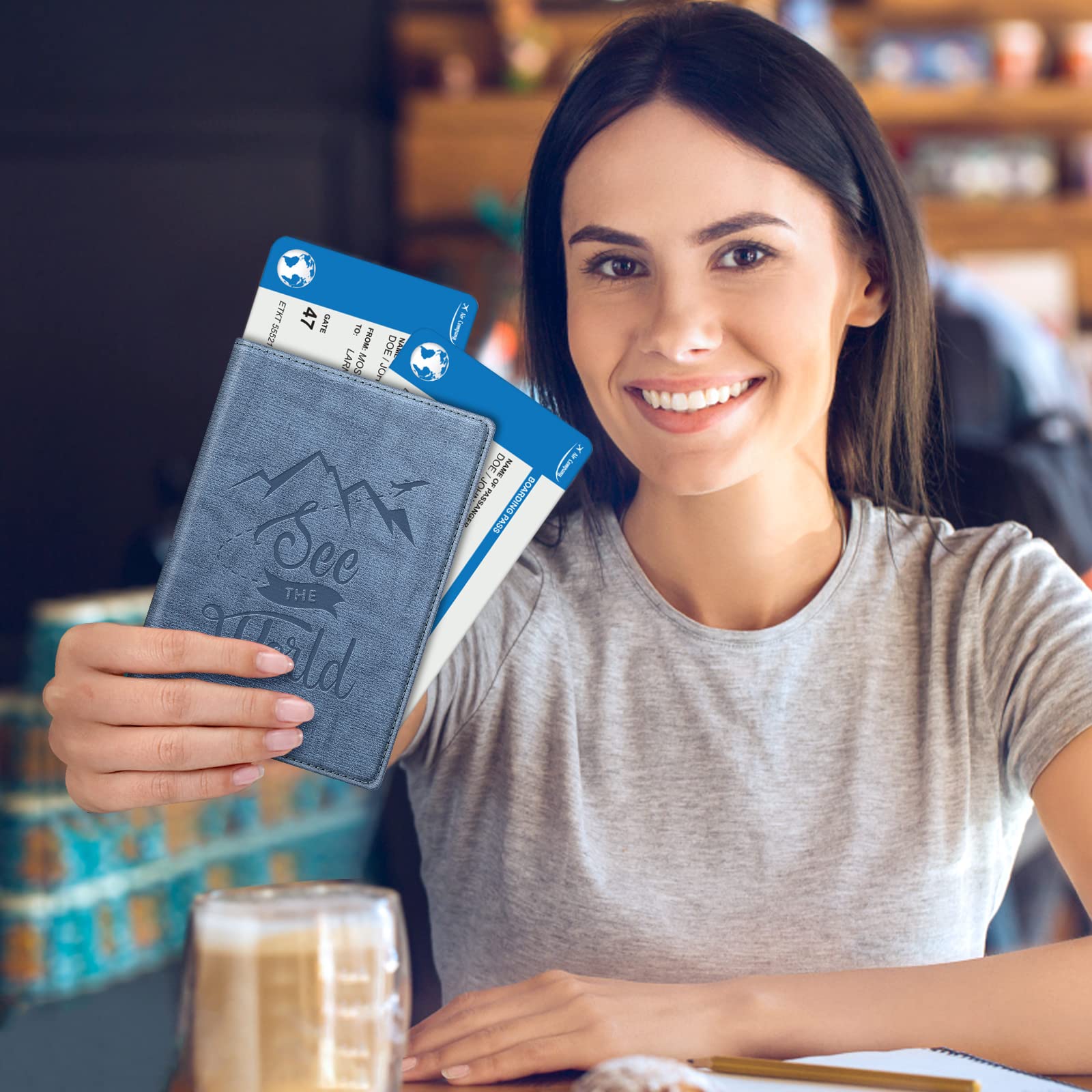 FINTIE Porta Passaporto da Viaggio Portafoglio con Protezione RFID per Carta di Credito ID Documenti Custodia,