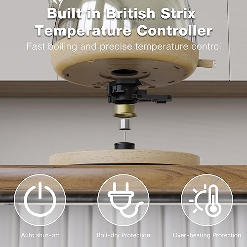 Miniatura 6 de Hervidor eléctrico para café y té - Caldera de agua de 1.7 L de 1500 W de ebullición rápida, nivel visual de agua, filtro extraíble, luz indicadora