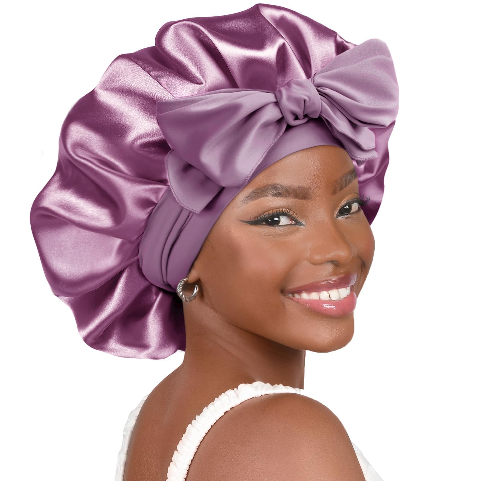 YANIBEST Adjustable Silk Bonnet for Sleeping Women Double Layer Satin Bonnet Reduce Friction Prevent Frizz Curly Hair