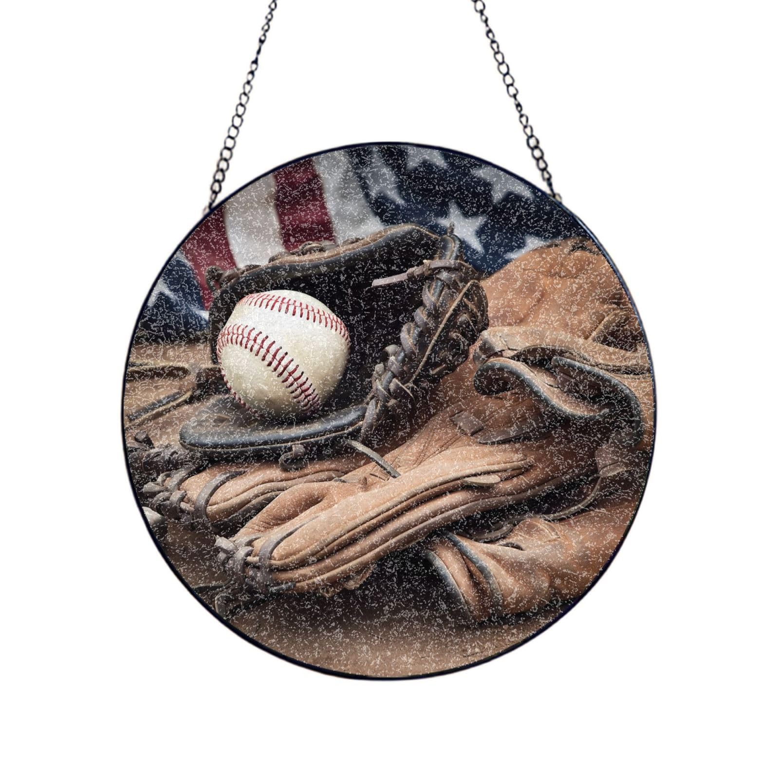 Stained Glass Window Hanging Baseball Equipment Sun Catchers Indoor Outdoor Decor Window Suncatcher Door Garden Sunroom Sun Catcher Home Decor Birthday Christmas for Mom Men