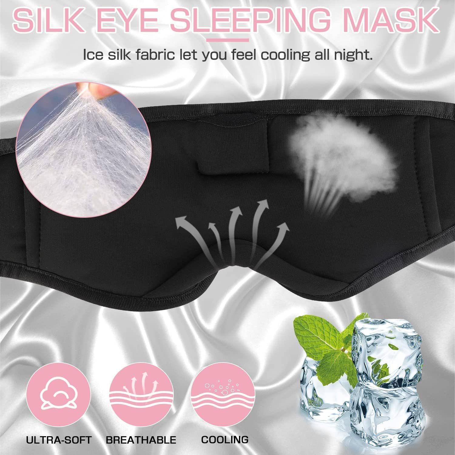 LC-dolida Sleep Mask with Bluetooth Headphones, Sleep Headphones Bluetooth Sleep Mask 3D Sleeping Headphones for Side Sleepers Best Gift and Travel Essential view 2