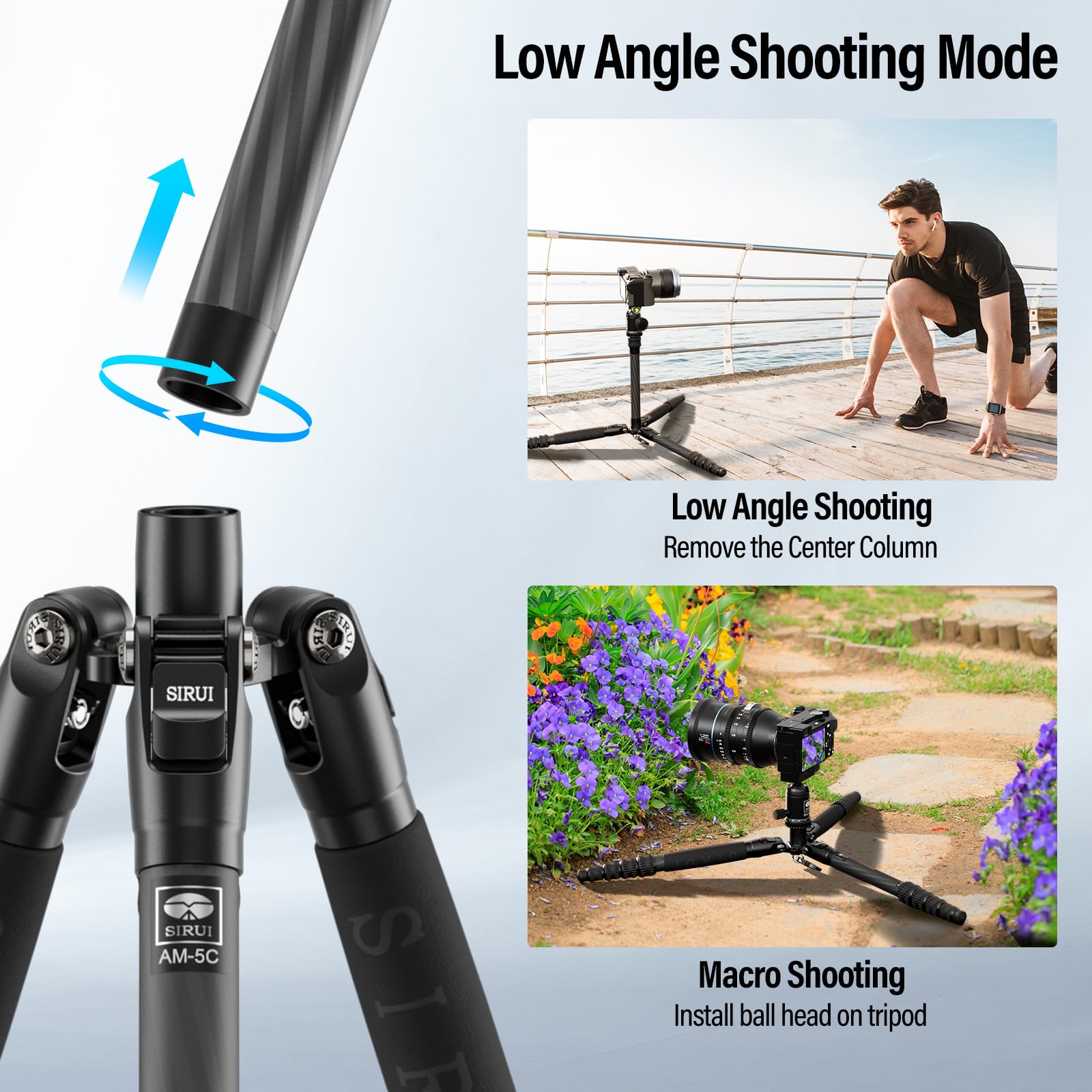 SIRUI AM-5C Carbon Reisestativ 1 kg 140 cm Höhe 10 kg Traglast 360° Kugelkopf für DSLR Systemkameras