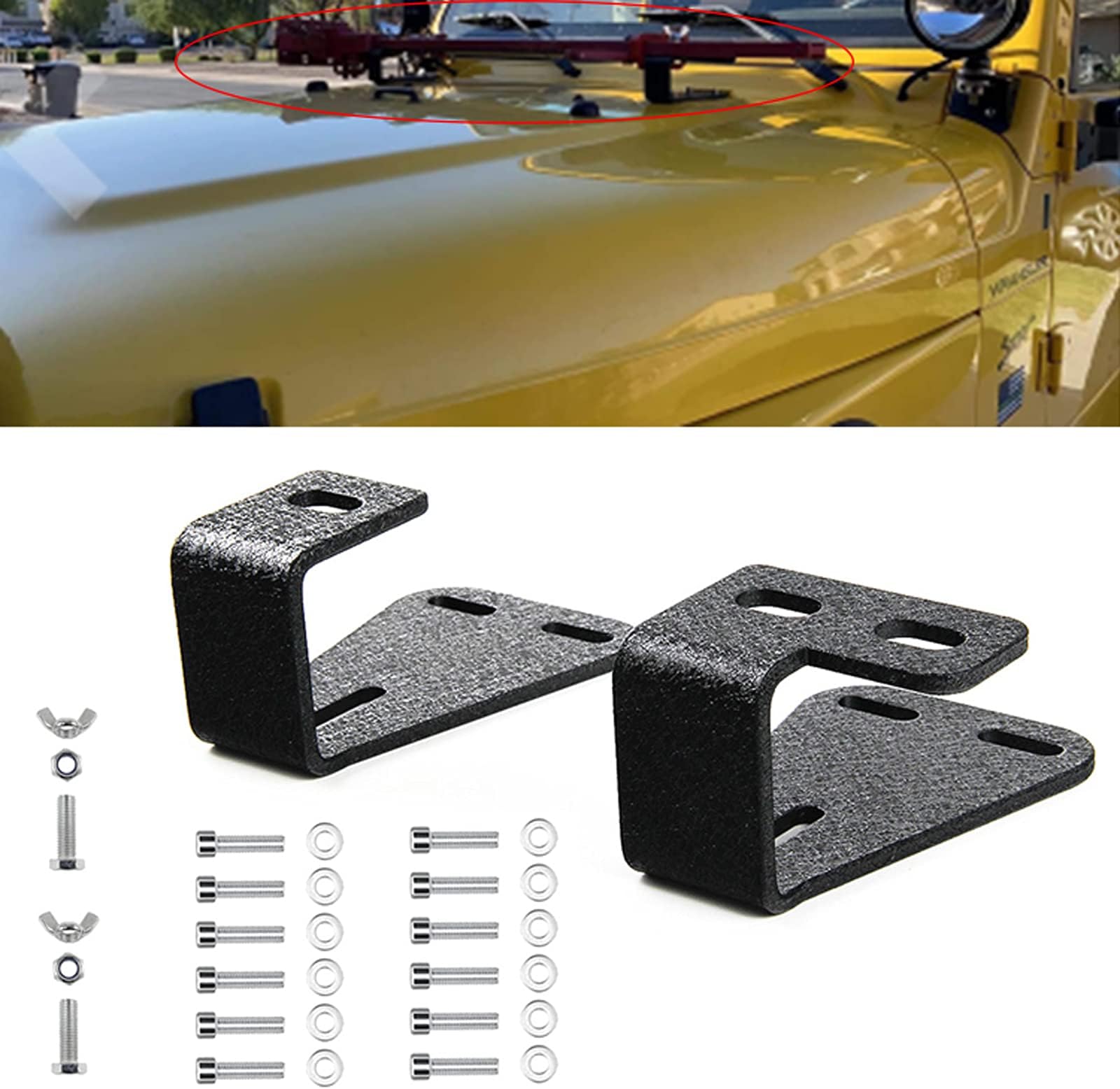Black Jack Lockable Hood Mounts Brackets Off Road Mounting Fit Jeep Wrangler CJ 1944-1986/TJ 1997-2006/ YJ 1987-1995