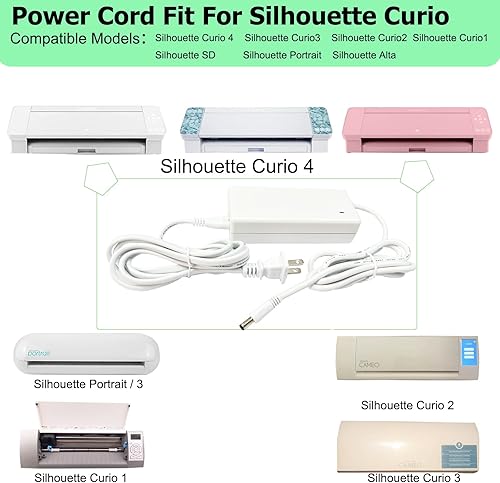 Miniatura 2 de LaWana Cable de repuesto de alimentación blanca compatible con Silhouette Cameo 5 4 3 2 1 SD Portrait Studio Herramienta de corte electrónico,