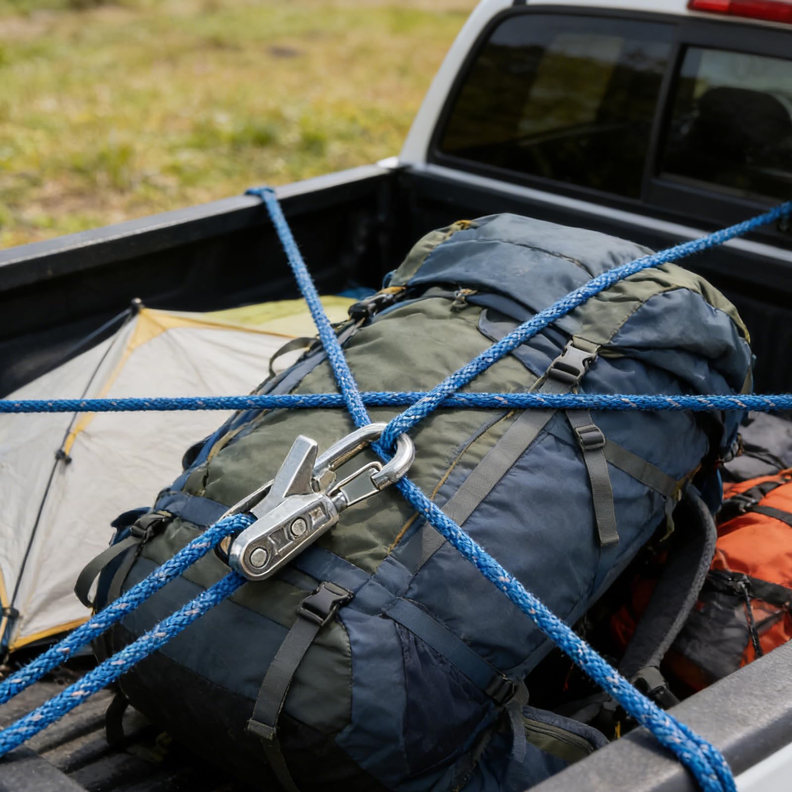 Seilrolle, 6 Seile und 6 Seilversteller, Seilrolle Seilspanner, Seilspanner mit Paracord-Zugwerkzeug, Verstellbarer Seilspanner für Camping, Bootfahren, Wandern, Outdoor-Aktivitäten (A)