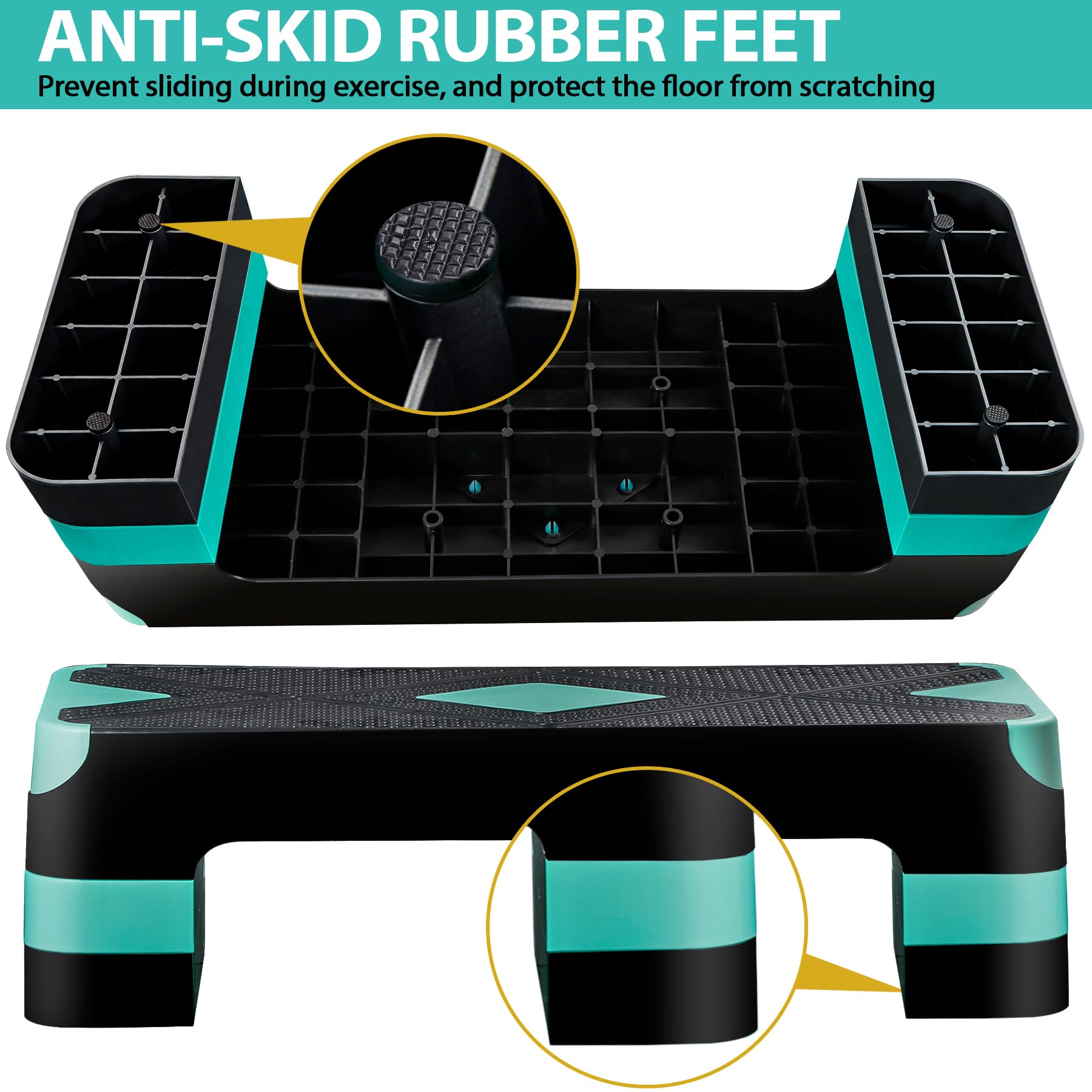 Plataforma de ejercicios aeróbicos de 26.5 pulgadas para gimnasio en casa, plataforma de entrenamiento, altura ajustable, elevadores de altura de 4 pulgadas, 6 pulgadas, 8 pulgadas, para