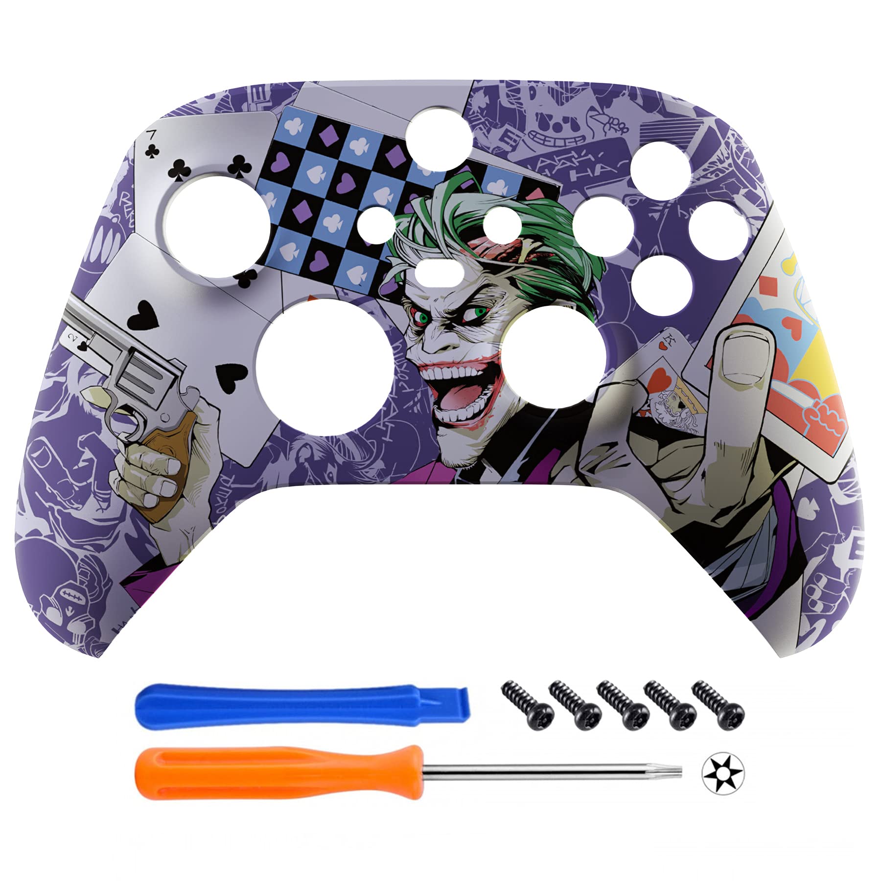 eXtremeRate Carcasa para Xbox Series X S Control Protector Placa Frontal Funda Delantera Reemplazo Kit Cubierta Cover Shell para Xbox Series S X Mando-No Incluye Mando(Joker y Poker) - 4